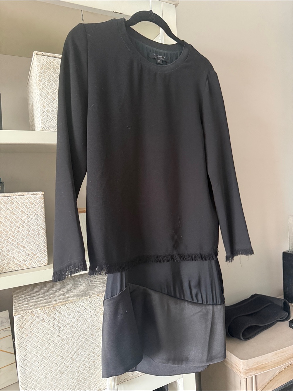 All Saints Black Asymmetrical Two-Piece Dress - Picture 3 of 6